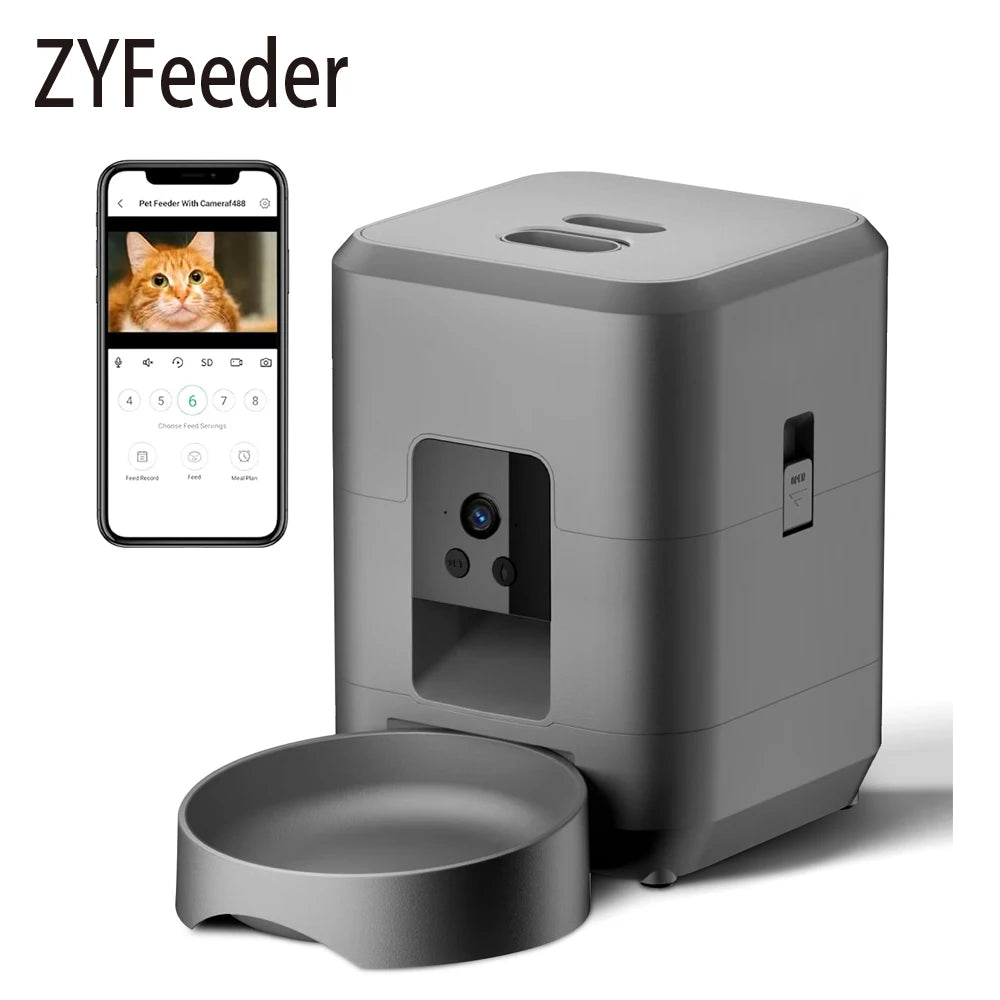 Comedero Inteligente 2L para Gato y Perro con Wi-Fi y Cámara | Control Remoto por App | Sin Adaptador 5V 2A