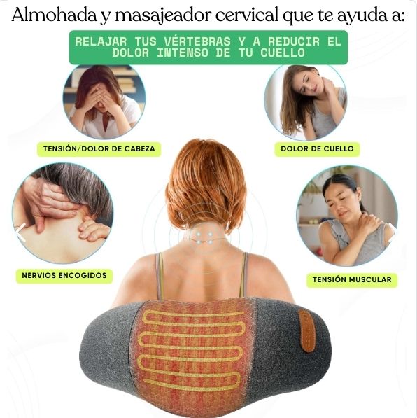 Almohada y masajeador cervical con calefacción Descansa Bien (todo en 1)