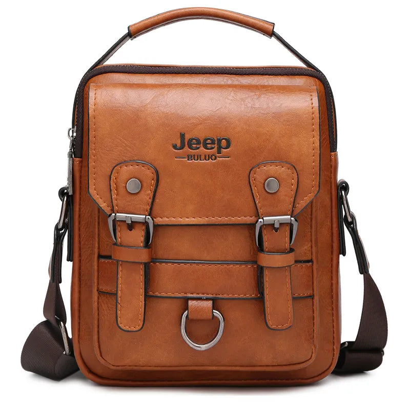 JEEP BULUO – Bolso de Hombro de Cuero para Hombre, Multifuncional y de Gran Capacidad