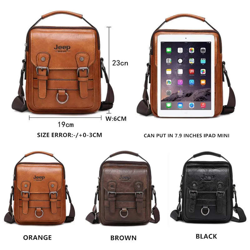 JEEP BULUO – Bolso de Hombro de Cuero para Hombre, Multifuncional y de Gran Capacidad