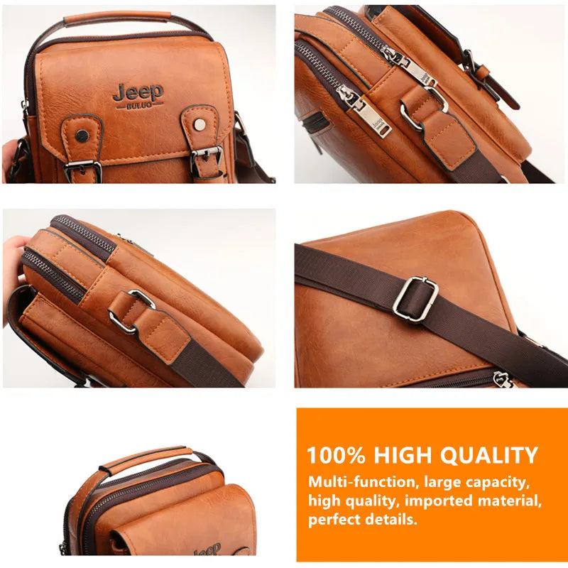 JEEP BULUO – Bolso de Hombro de Cuero para Hombre, Multifuncional y de Gran Capacidad