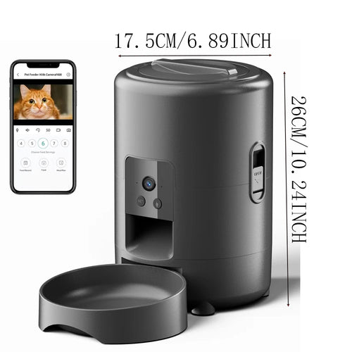 Comedero Inteligente 2L para Gato y Perro con Wi-Fi y Cámara | Control Remoto por App | Sin Adaptador 5V 2A