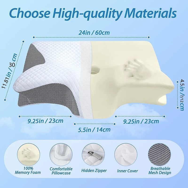 Almohada Cervical Ortopédica 2 en 1 con Diseño Ergonómico y Espuma Viscoelástica – Tu Aliada para un Descanso Reparador y sin Tensión