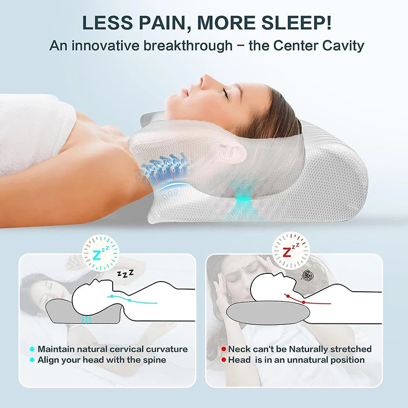 Almohada Cervical Ortopédica 2 en 1 con Diseño Ergonómico y Espuma Viscoelástica – Tu Aliada para un Descanso Reparador y sin Tensión