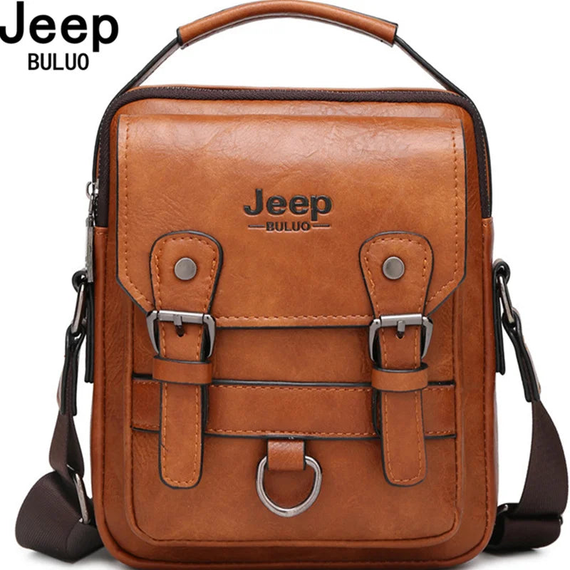 JEEP BULUO – Bolso de Hombro de Cuero para Hombre, Multifuncional y de Gran Capacidad